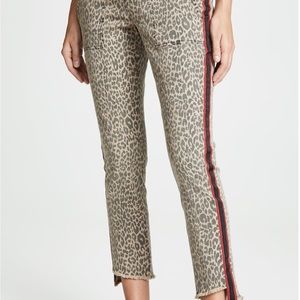 Pam & Gela Leopard Denim Jeans with Sporty Side Stripe